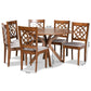 Sadie Modern and Contemporary Grey Fabric Upholstered and Walnut Brown Finished Wood 7-Piece Dining Set FredCo