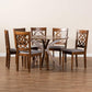 Sadie Modern and Contemporary Grey Fabric Upholstered and Walnut Brown Finished Wood 7-Piece Dining Set FredCo