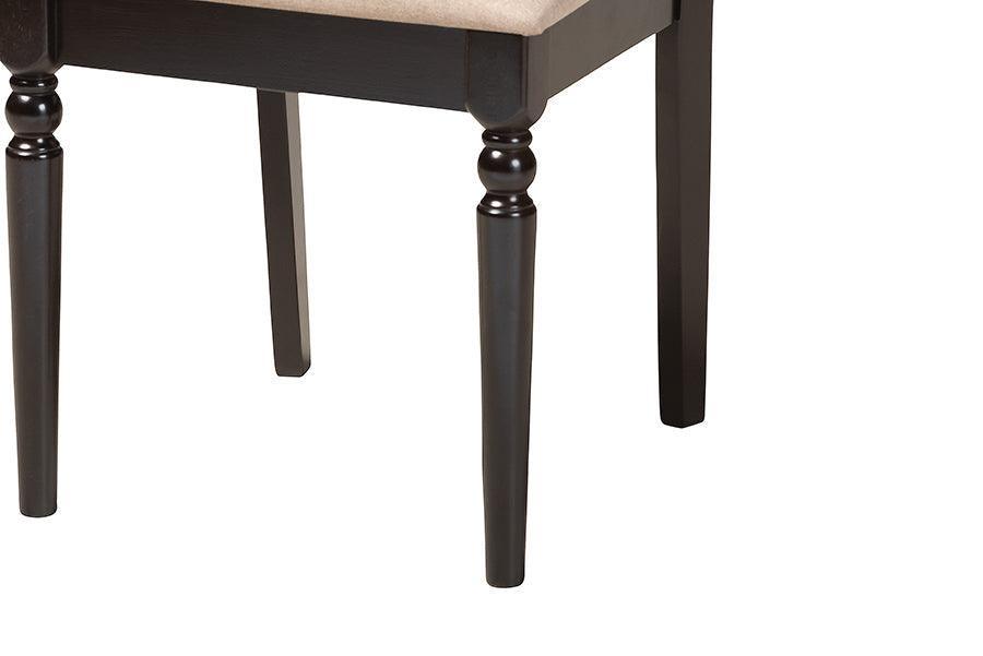 Sadie Modern Beige Fabric and Espresso Brown Finished Wood 5-Piece Dining Set FredCo