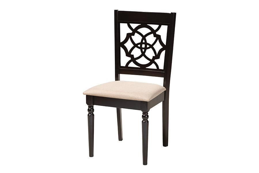 Sadie Modern Beige Fabric and Espresso Brown Finished Wood 5-Piece Dining Set FredCo