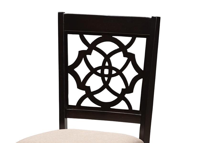 Sadie Modern Beige Fabric and Espresso Brown Finished Wood 5-Piece Dining Set FredCo