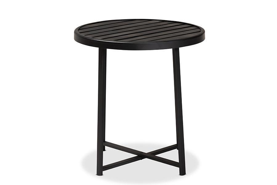 Sadiya Modern Industrial Black Finished Metal Outdoor Side Table FredCo