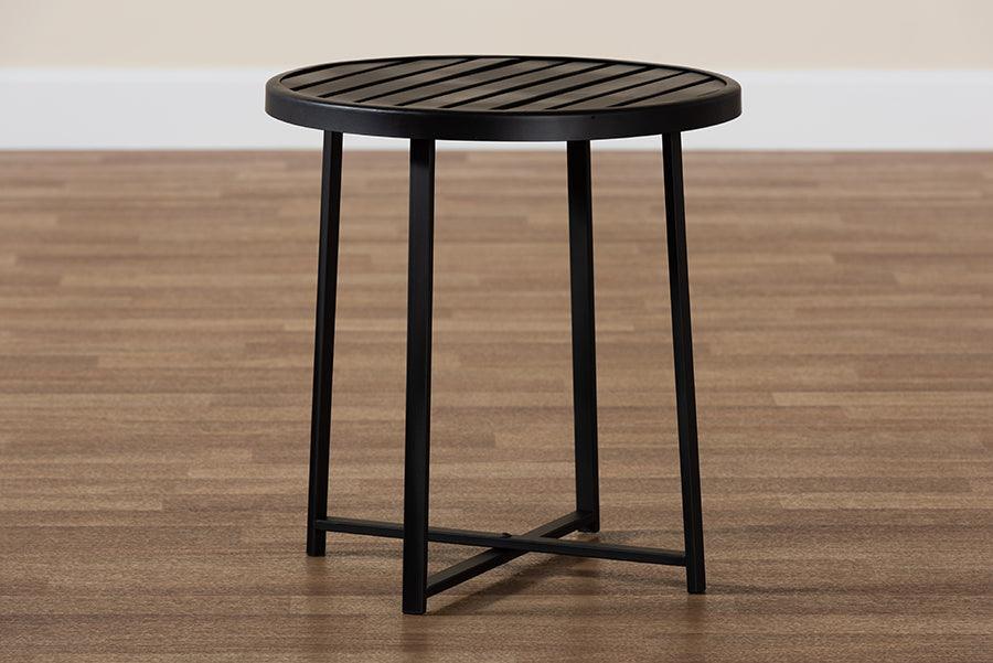 Sadiya Modern Industrial Black Finished Metal Outdoor Side Table FredCo