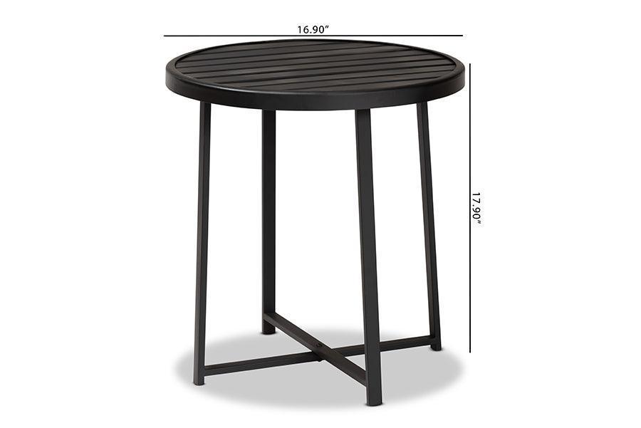 Sadiya Modern Industrial Black Finished Metal Outdoor Side Table FredCo