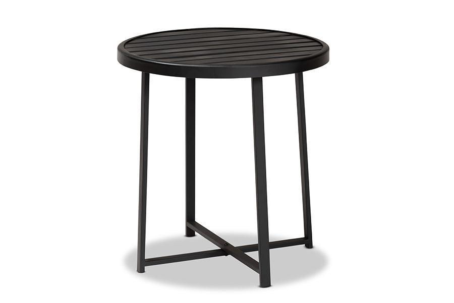Sadiya Modern Industrial Black Finished Metal Outdoor Side Table FredCo