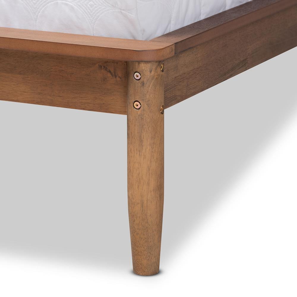 Sadler Mid-Century Modern Ash Walnut Brown Finished Wood Full Size Platform Bed FredCo