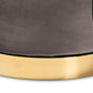 Saffi Glam and Luxe Grey Velvet Fabric Upholstered Gold Finished Swivel Accent Chair FredCo