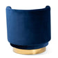 Saffi Glam and Luxe Royal Blue Velvet Fabric Upholstered Gold Finished Swivel Accent Chair FredCo