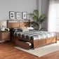 Saffron Modern and Contemporary Walnut Brown Finished Wood Full Size 4-Drawer Platform Storage Bed FredCo