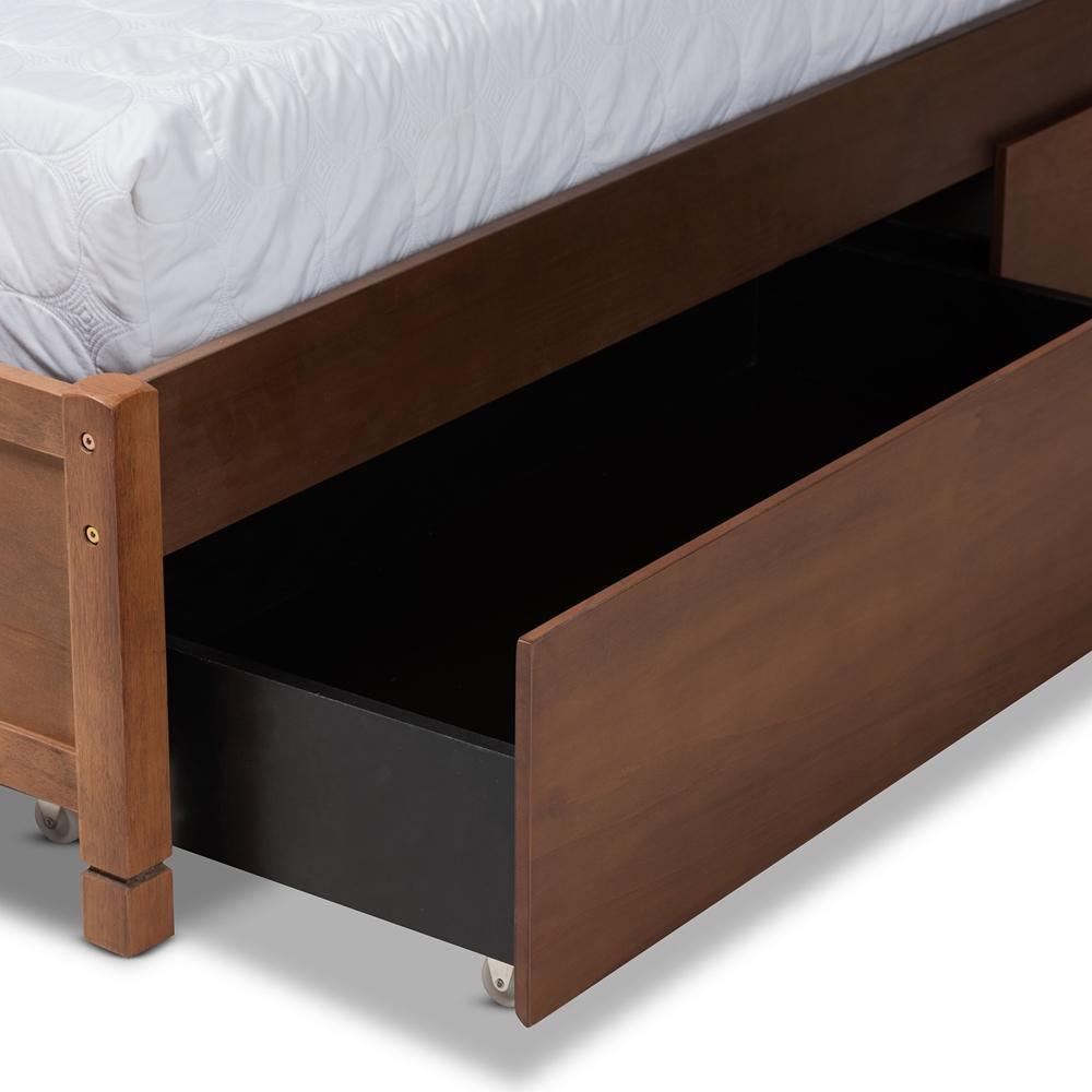 Saffron Modern and Contemporary Walnut Brown Finished Wood Full Size 4-Drawer Platform Storage Bed FredCo