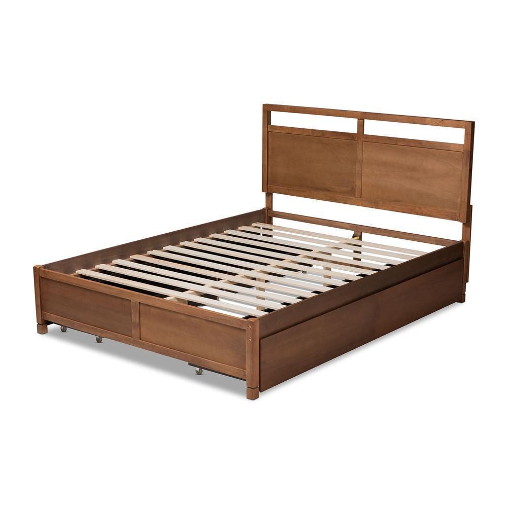 Saffron Modern and Contemporary Walnut Brown Finished Wood King Size 4-Drawer Platform Storage Bed FredCo