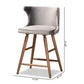 Sagira Modern and Contemporary Transitional Grey Velvet Fabric Upholstered and Walnut Brown Finished Wood 2-Piece Counter Stool Set FredCo