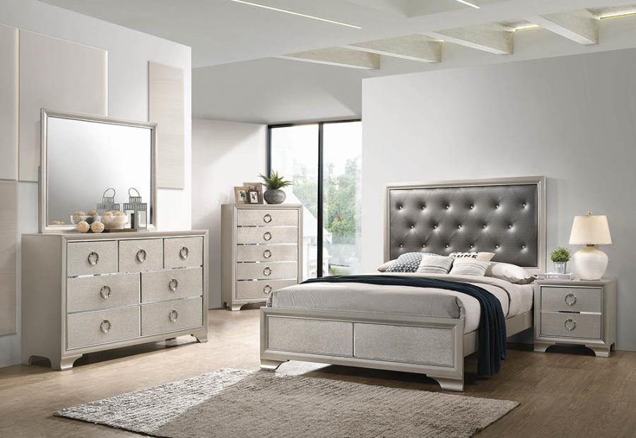 Salford 5-piece Eastern King Bedroom Set Metallic Sterling Coaster FredCo