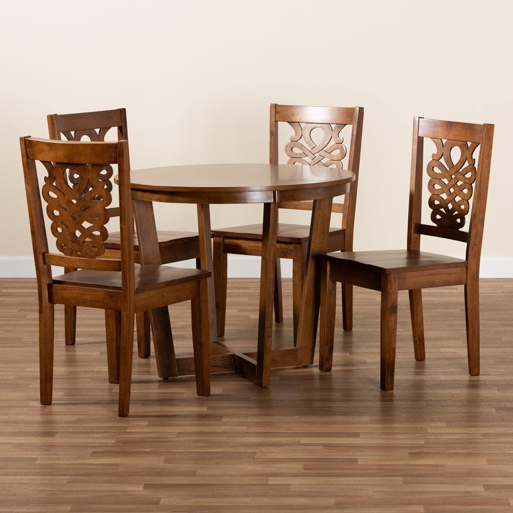 Salida Modern and Contemporary Transitional Walnut Brown Finished Wood 5-Piece Dining Set FredCo