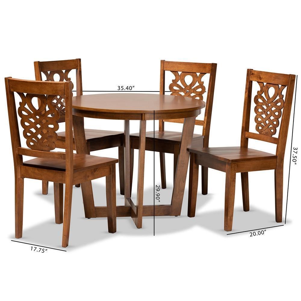 Salida Modern and Contemporary Transitional Walnut Brown Finished Wood 5-Piece Dining Set FredCo