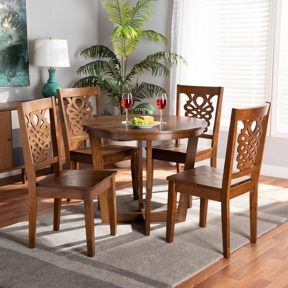 Salida Modern and Contemporary Transitional Walnut Brown Finished Wood 5-Piece Dining Set FredCo