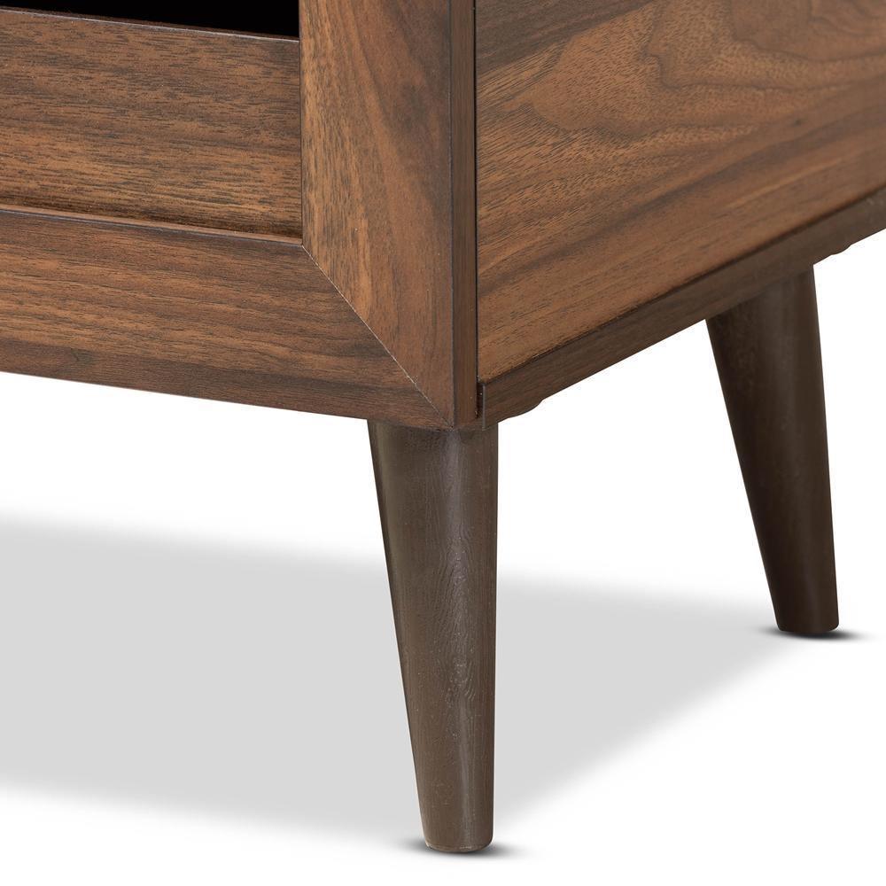 Salma Modern and Contemporary Walnut Brown Finished Wood 2-Door Shoe Storage Cabinet FredCo