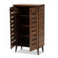 Salma Modern and Contemporary Walnut Brown Finished Wood 2-Door Shoe Storage Cabinet FredCo