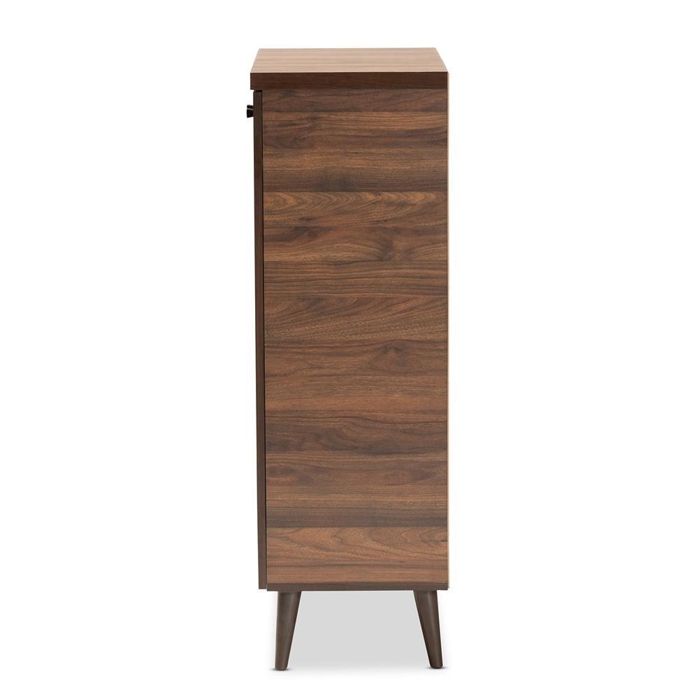 Salma Modern and Contemporary Walnut Brown Finished Wood 2-Door Shoe Storage Cabinet FredCo