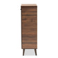 Salma Modern and Contemporary Walnut Brown Finished Wood 2-Door Shoe Storage Cabinet FredCo