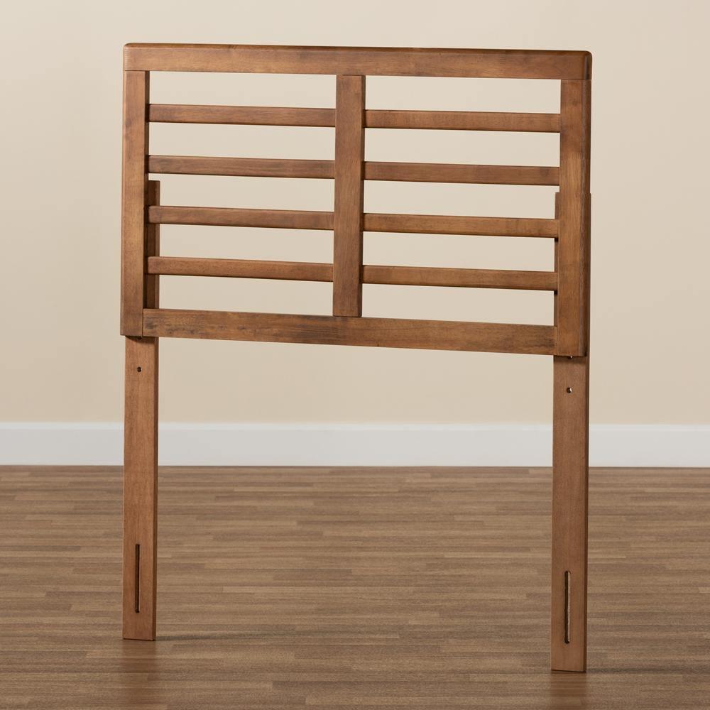 Salome Mid-Century Modern Walnut Brown Finished Wood Twin Size Open Slat Headboard FredCo