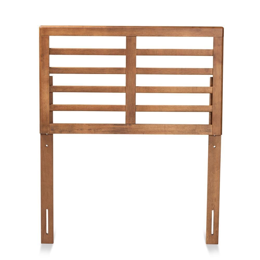 Salome Mid-Century Modern Walnut Brown Finished Wood Twin Size Open Slat Headboard FredCo