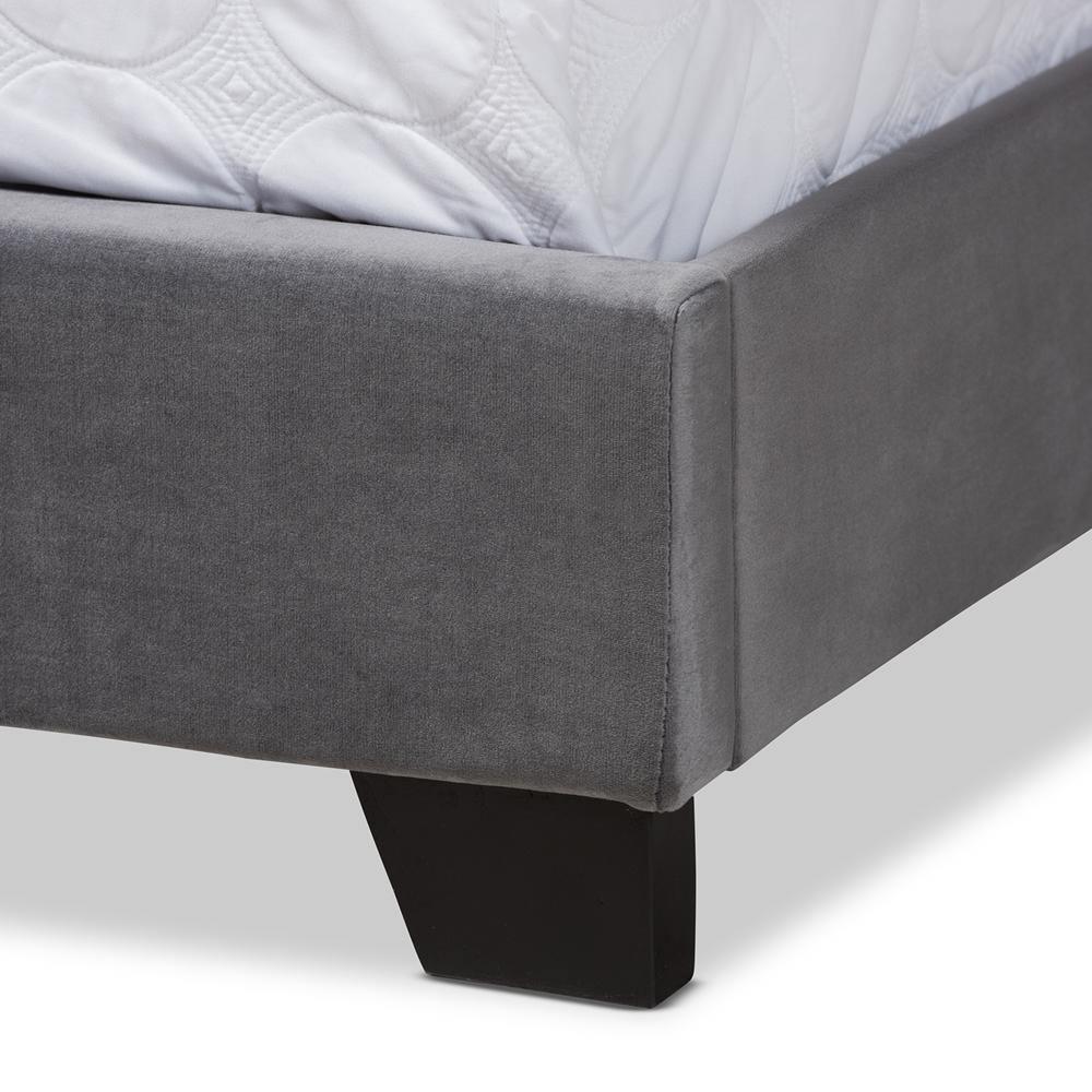 Samantha Modern and Contemporary Grey Velvet Fabric Upholstered Full Size Button Tufted Bed FredCo