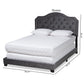 Samantha Modern and Contemporary Grey Velvet Fabric Upholstered Queen Size Button Tufted Bed FredCo