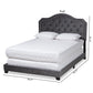 Samantha Modern and Contemporary Grey Velvet Fabric Upholstered Queen Size Button Tufted Bed FredCo