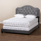 Samantha Modern and Contemporary Grey Velvet Fabric Upholstered Queen Size Button Tufted Bed FredCo