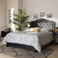 Samantha Modern and Contemporary Grey Velvet Fabric Upholstered Queen Size Button Tufted Bed FredCo