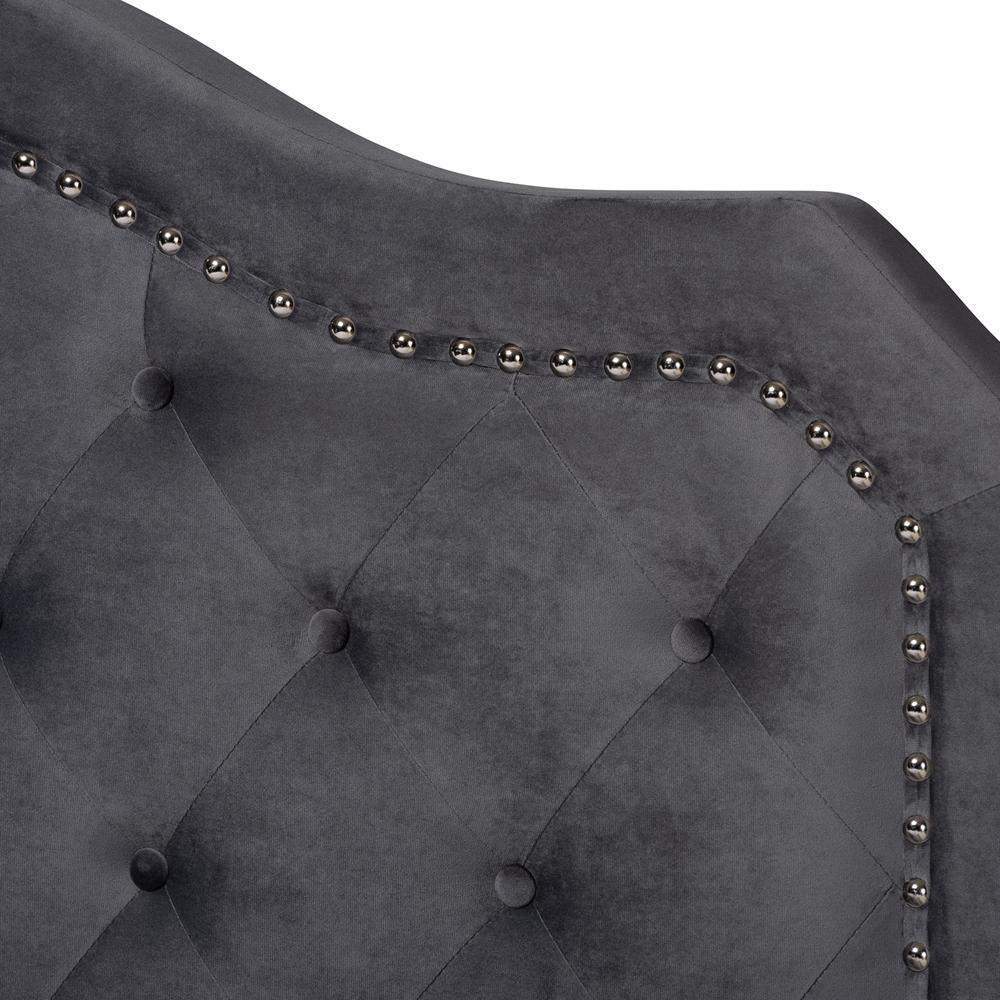 Samantha Modern and Contemporary Grey Velvet Fabric Upholstered Queen Size Button Tufted Bed FredCo
