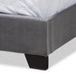Samantha Modern and Contemporary Grey Velvet Fabric Upholstered Queen Size Button Tufted Bed FredCo