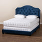 Samantha Modern and Contemporary Navy Blue Velvet Fabric Upholstered Queen Size Button Tufted Bed FredCo