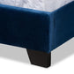 Samantha Modern and Contemporary Navy Blue Velvet Fabric Upholstered Queen Size Button Tufted Bed FredCo