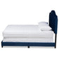 Samantha Modern and Contemporary Navy Blue Velvet Fabric Upholstered Queen Size Button Tufted Bed FredCo