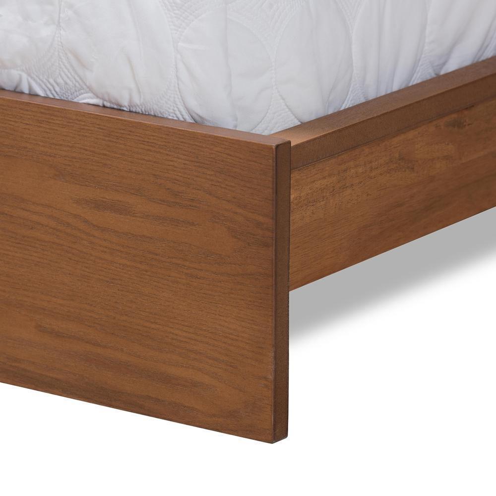 Sami Modern Grey Fabric and Walnut Brown Finished Wood Queen Size Platform Storage Bed with Built-In Nightstands FredCo