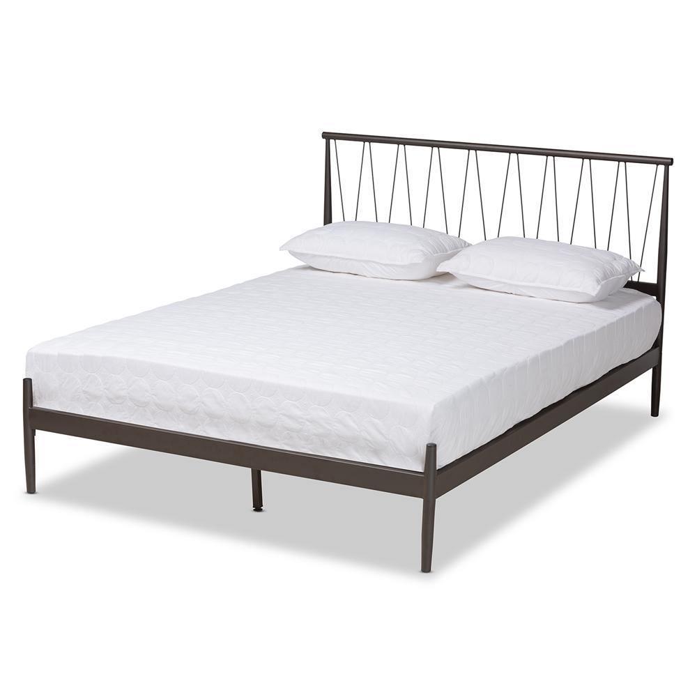 Samir Modern Industrial Black Finished Metal Full Size Platform Bed FredCo