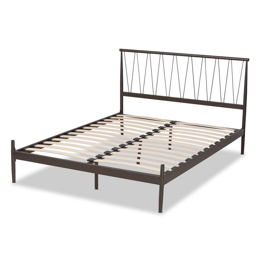 Samir Modern Industrial Black Finished Metal Full Size Platform Bed FredCo