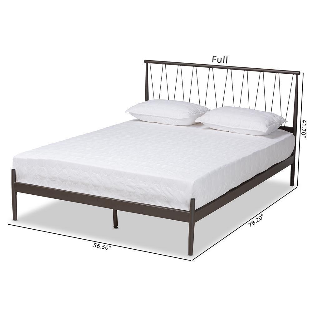 Samir Modern Industrial Black Finished Metal Full Size Platform Bed FredCo