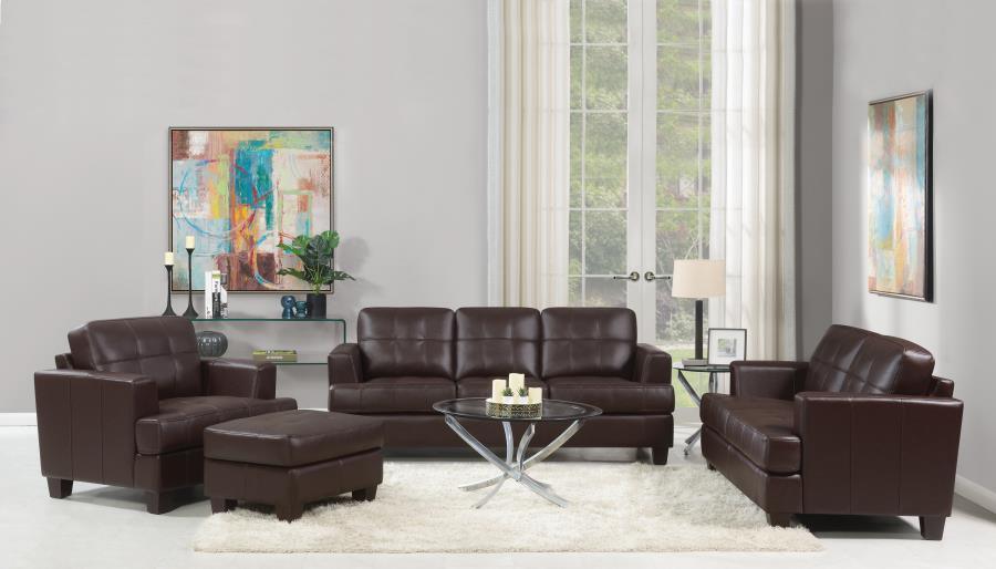 Samuel Upholstered Tufted Living Room Set 504071-S3 Coaster FredCo