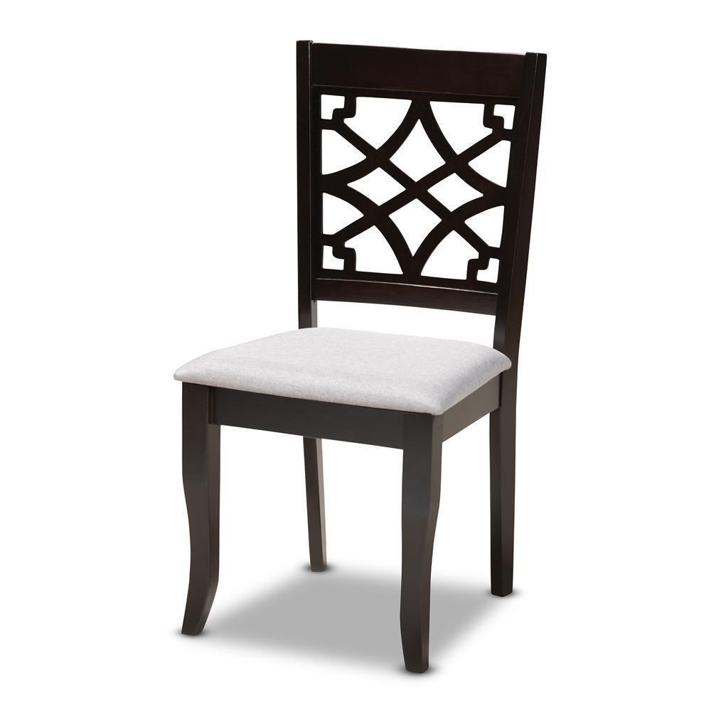 Sandra Modern and Contemporary Grey Fabric Upholstered and Dark Brown Finished Wood 5-Piece Dining Set FredCo