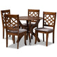 Sandra Modern and Contemporary Grey Fabric Upholstered and Walnut Brown Finished Wood 5-Piece Dining Set FredCo
