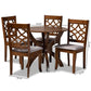 Sandra Modern and Contemporary Grey Fabric Upholstered and Walnut Brown Finished Wood 5-Piece Dining Set FredCo