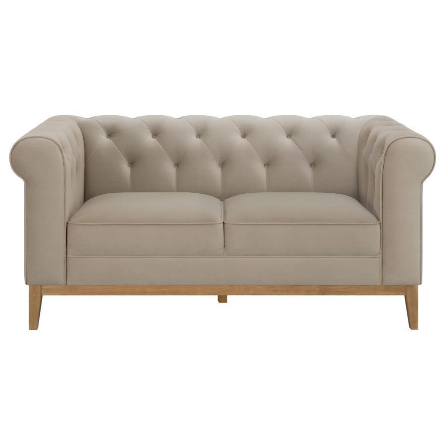 Sandrine 3-piece Button Tufted Tuxedo Arms Living Room Set Camel 509741-S3 Coaster FredCo