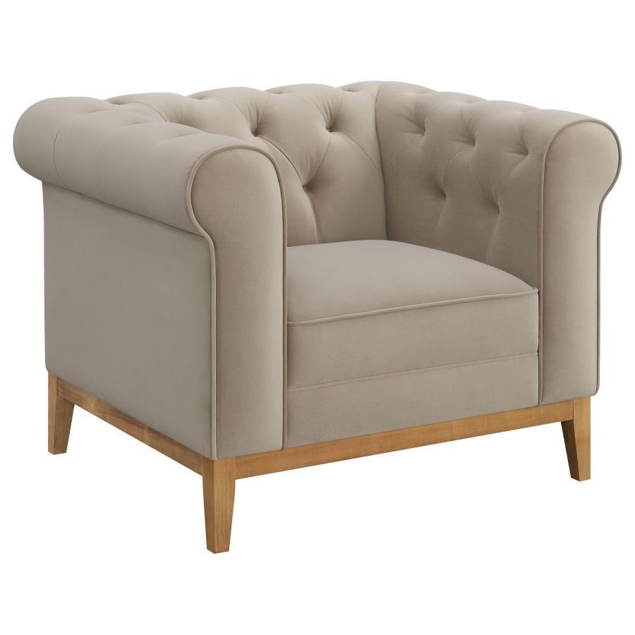 Sandrine 3-piece Button Tufted Tuxedo Arms Living Room Set Camel 509741-S3 Coaster FredCo
