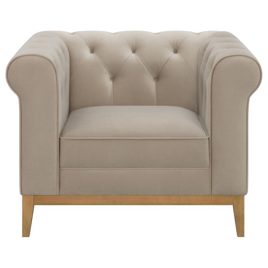 Sandrine 3-piece Button Tufted Tuxedo Arms Living Room Set Camel 509741-S3 Coaster FredCo