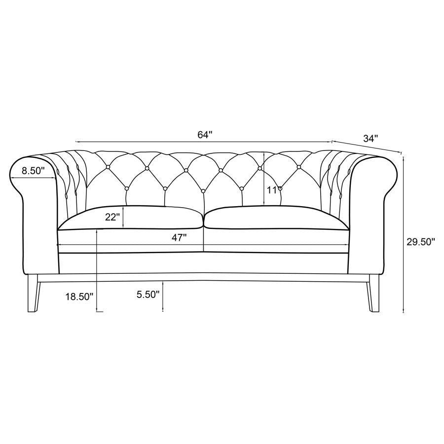 Sandrine 3-piece Button Tufted Tuxedo Arms Living Room Set Camel 509741-S3 Coaster FredCo