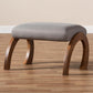 Sandrine Modern and Contemporary Grey Fabric Upholstered Walnut Brown Finished Wood Ottoman FredCo