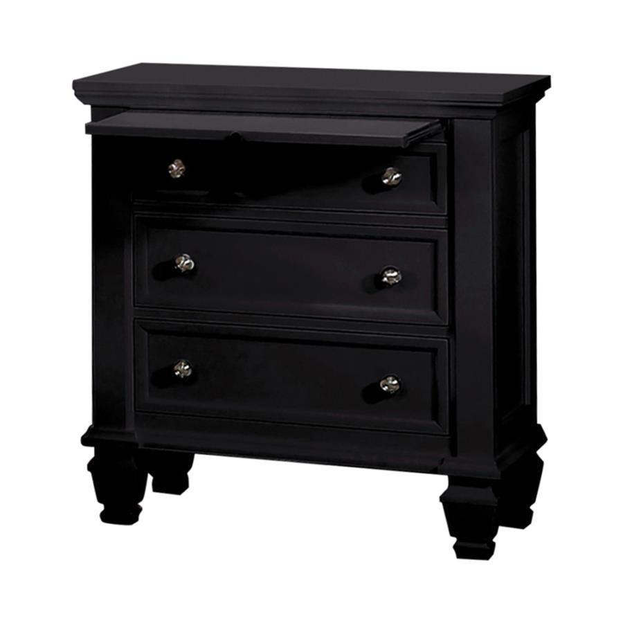 Sandy Beach 3-drawer Nightstand Black 201322 Coaster FredCo